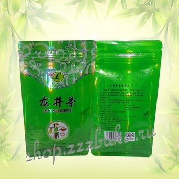 Зелёный чай Лун Цзин 龙井茶 (Колодец дракона) - зеленая упаковка - фабричная фасовка